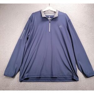 ADIDAS Golf Shirt Mens Size 2XL Blue 1/4 Zip Performance Long Sleeve Pullover